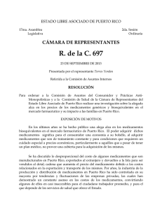 R. de la C. 697 CÁMARA DE REPRESENTANTES