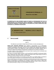 República de Colombia Corte Constitucional COMUNICADO DE