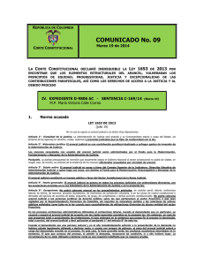 (Corte Constitucional, comunicado Sentencia C-169 (D