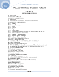 TABLA DE CONTENIDO ESTUDIO DE MERCADO  CAPITULO II ESTUDIO DE MERCADO