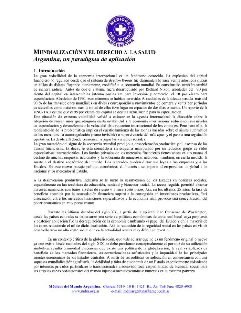 Mundializaci n Y El Derecho A La Salud 