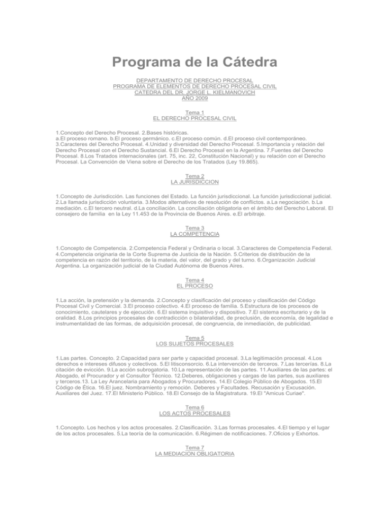 Programa De La Cátedra - Universidad De Buenos Aires