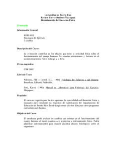 Universidad de Puerto Rico Recinto Universitario de Mayaguez Deoartamento de Educación Física