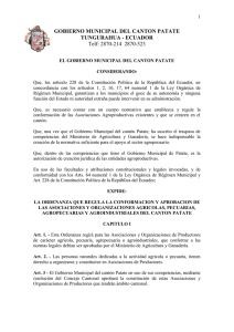 GOBIERNO MUNICIPAL DEL CANTON PATATE TUNGURAHUA - ECUADOR Telf: 2870-214  2870-523