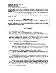 Requisitos Inscripción 2015 - Ministerio de Educación de San Luis