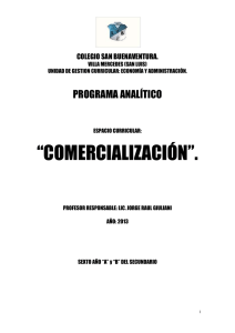 “COMERCIALIZACIÓN”. PROGRAMA ANALÍTICO  COLEGIO SAN BUENAVENTURA.
