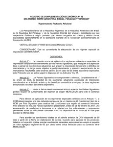 ACUERDO DE COMPLEMENTACIÓN ECONÓMICA Nº 18 Vigesimosexto Protocolo Adicional