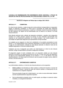 CL&Aacute;USULA DE INDEMNIZACI&Oacute;N POR ENFERMEDAD GRAVE