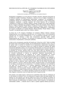 DISCURSO DE INSTALACIÓN DEL XV CONGRESO COLOMBIANO DE CONTADORES PUBLICOS.