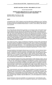 DECRETO NACIONAL 943/1984 - REGLAMENTA