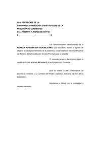 SRA. PRESIDENTE DE LA HONORABLE CONVENCIÓN CONSTITUYENTE DE LA PROVINCIA DE CORRIENTES