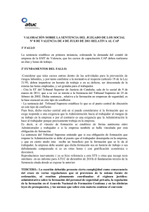 valoraci&oacute;n sobre la sentencia del juzgado de los social n&ordm; 8