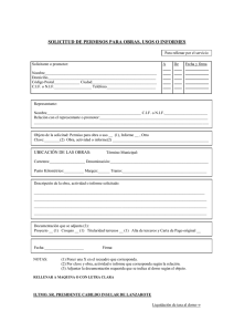 Impreso de solicitud de permiso de obras, usos o informes