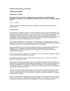 Ministerio de Economía y Producción COMERCIO EXTERIOR Resolución 121/2008