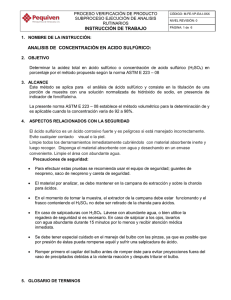 INSTRUCCI&Oacute;N DE TRABAJO ANALISIS DE  CONCENTRACI&Oacute;N EN ACIDO SULF&Uacute;RICO: