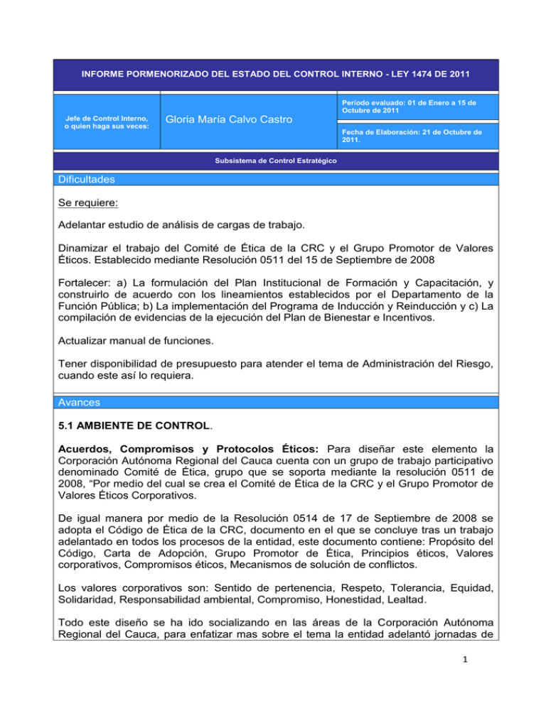 Informe Pormenorizado Del Estado Del Control Interno