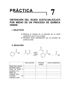 obtencion del acido acetilsalicilico por medio de un proceso de