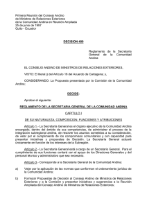 reglamento de la secretar&iacute;a general de la comunidad andina