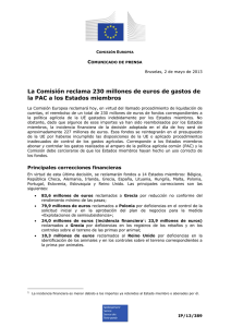 La Comisión reclama 230 millones de euros de gastos de C