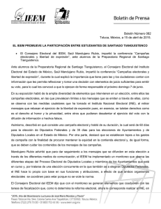Boletín Número 082 Toluca, México, a 15 de abril de 2015. EL IEEM