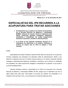 ESPECIALISTAS DEL IPN RECURREN A LA ACUPUNTURA PARA TRATAR ADICCIONES