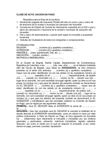 CLASE DE ACTO: DACION EN PAGO