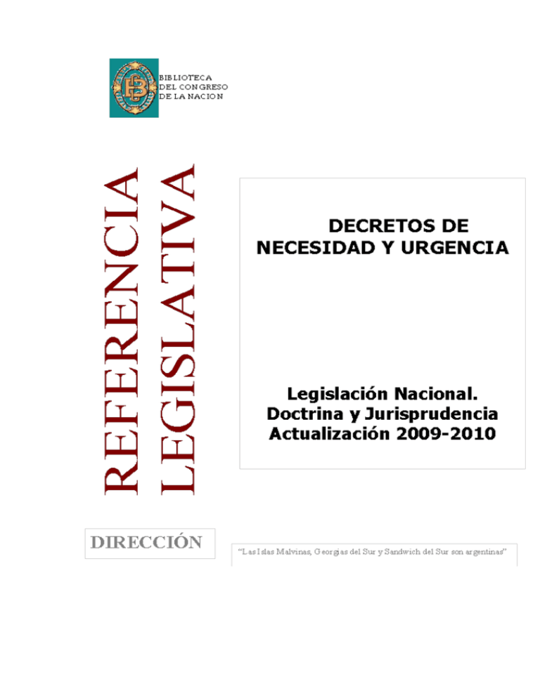 Decretos De Necesidad Y Urgencia - Actualización 2009-2010