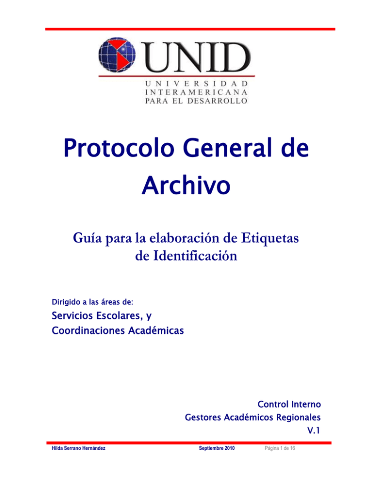 PROTOCOLO GENERAL DE ARCHIVO Guía Para La Elaboración De