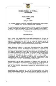 &ldquo;Por la cual se asigna un subsidio de vivienda en cumplimiento de