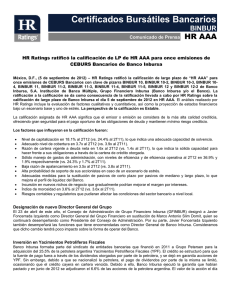 HR Ratings de México asigna calificación inicial de HR A+ al