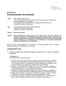 Comunicación de acuerdo SCI-519-2011 Para: