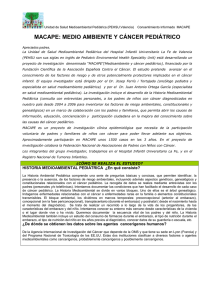 MACAPE: MEDIO AMBIENTE Y CÁNCER PEDIÁTRICO
