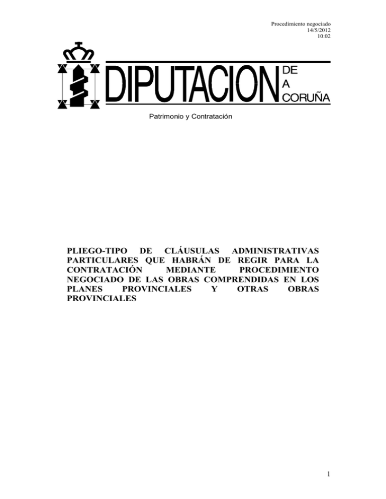 Procedimiento negociado 14/5/2012 10:02 PLIEGO