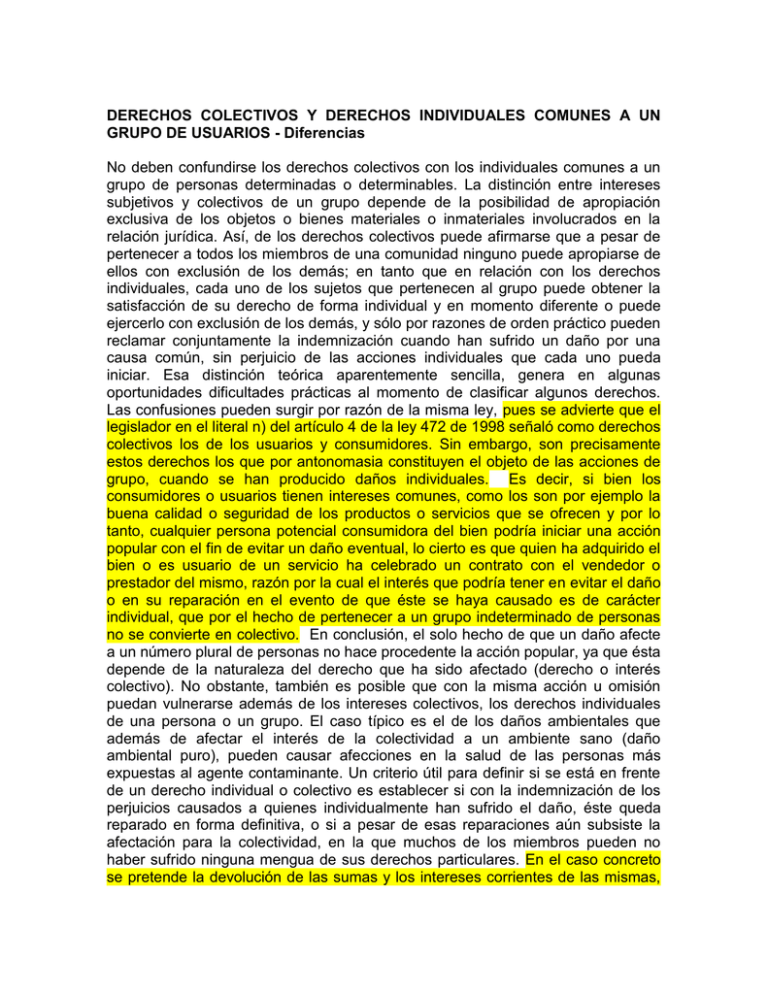 DERECHOS COLECTIVOS Y DERECHOS INDIVIDUALES