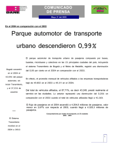 Parque automotor de transporte urbano descendieron 0,99% C O