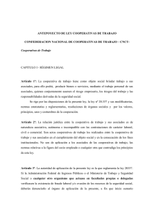 ARGENTINA Anteproyecto de Ley de Cooperativas de Trabajo CNCT