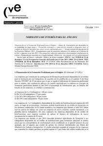 NORMATIVA DE INTERÉS PARA EL AÑO 2011 Financiación de la