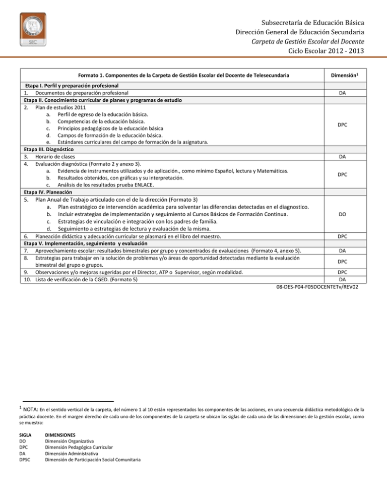 Contenido De La Carpeta Del DOCENTE