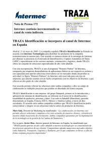 TRAZA Identificación se incorpora al canal de Intermec  en España