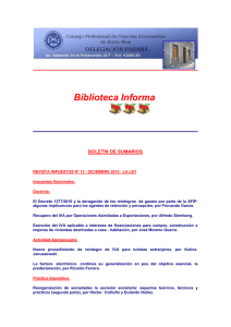 Biblioteca Informa BOLETÍN DE SUMARIOS REVISTA IMPUESTOS