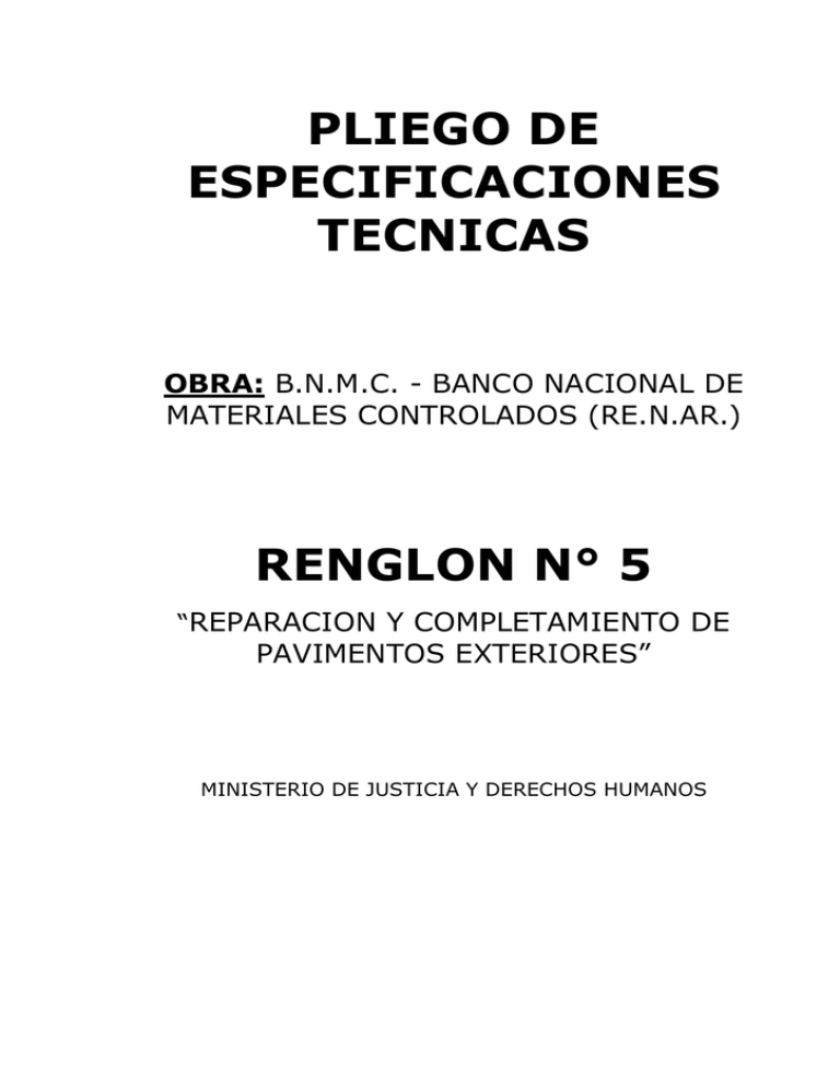 PLIEGO DE ESPECIFICACIONES TECNICAS