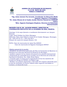 agenda de actividades en nicaragua