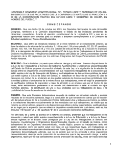 HONORABLE  CONGRESO  CONSTITUCIONAL  DEL  ESTADO ... EN EJERCICIO DE LAS FACULTADES QUE LE CONFIEREN LOS ARTÍCULOS...