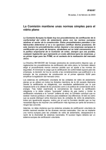 La  Comisión  mantiene  unas  normas ... vidrio plano IP/00/97
