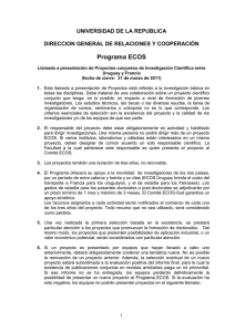 Programa ECOS UNIVERSIDAD DE LA REPUBLICA  DIRECCION GENERAL DE RELACIONES Y COOPERACIÓN