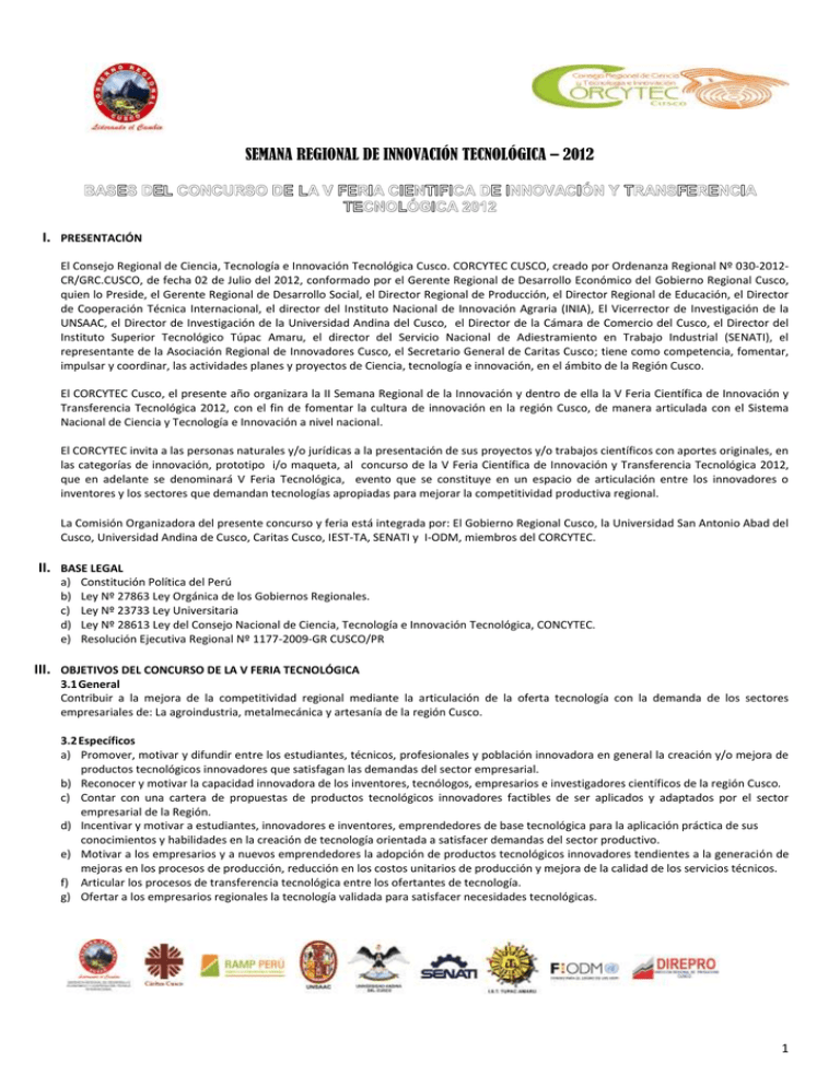 Descargar Bases CORCYTEC Universidad Nacional De San