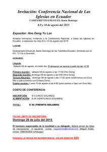 Invitación: Conferencia Nacional de Las Iglesias en Ecuador