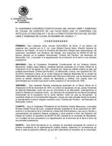 EL HONORABLE CONGRESO CONSTITUCIONAL DEL ESTADO LIBRE Y SOBERANO