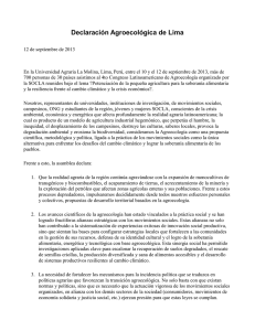Declaración agroecológica de Lima, 2013