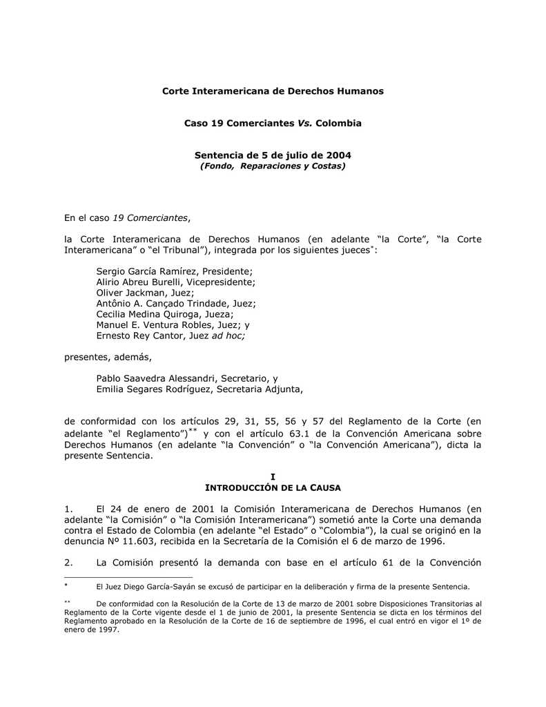 Caso 19 Comerciantes - Corte Interamericana de Derechos Humanos